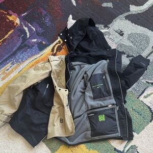 Men's Black & Khaki Hooded 2-in-1 Jacket